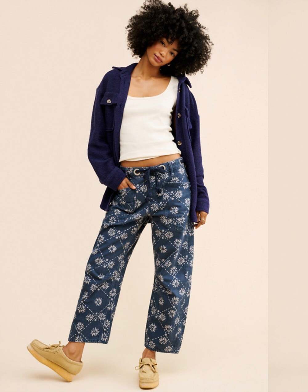 NWOT Free People Printed Moxie Barrel Jeans, 28**